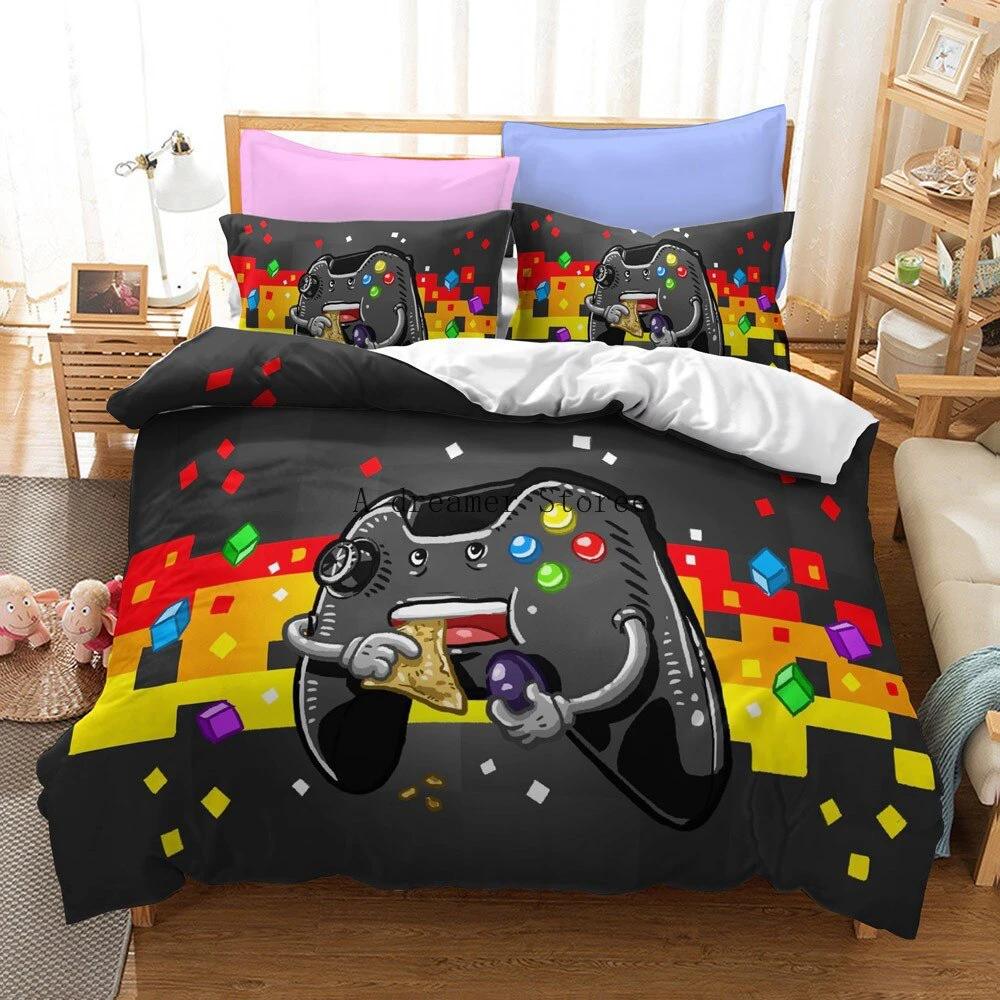 Game Controller Pattern Printed Bedding Duvet Cover Three-Piece Set by GJG Denim