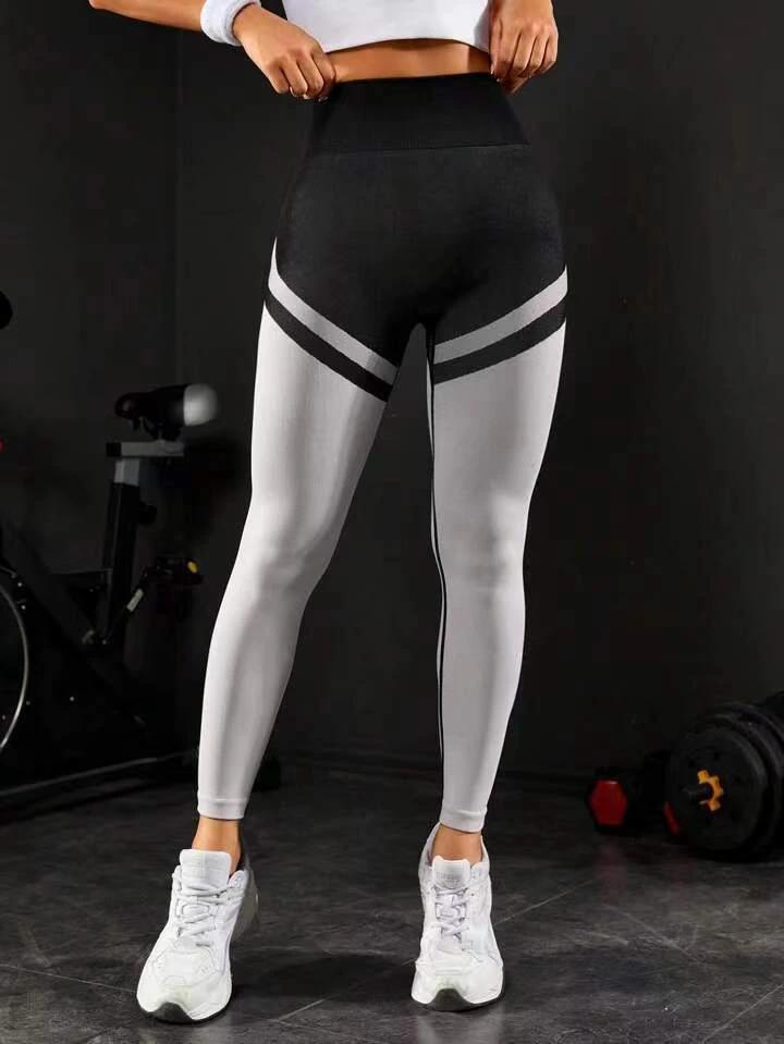 Women's High Waist Tight Color Matching Yoga Pants by GJG Denim