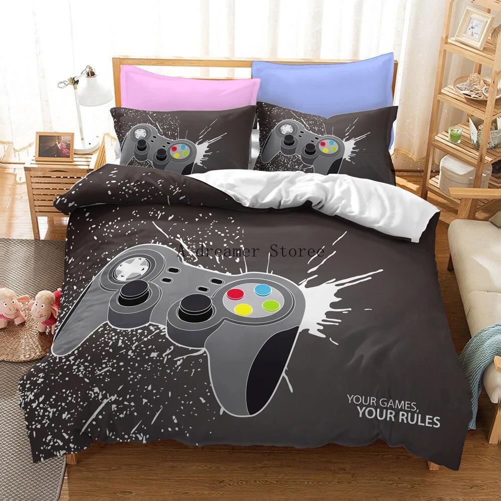 Game Controller Pattern Printed Bedding Duvet Cover Three-Piece Set by GJG Denim