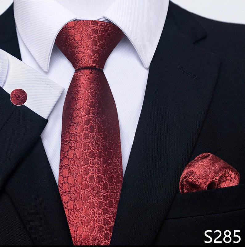 Men's Creative All-match Business Formal Wear Tie Scarf Cufflink Set by GJG Denim