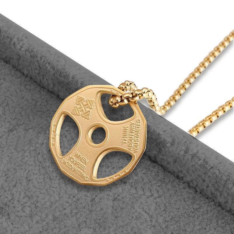 Fitness Dumbbell Plate Necklace For Men by GJG Denim