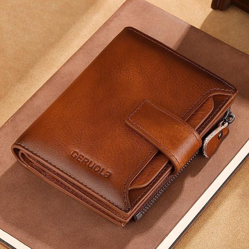 Men's Short Large Capacity Multiple Card Slots Multifunctional Zipper Small Wallet by GJG Denim