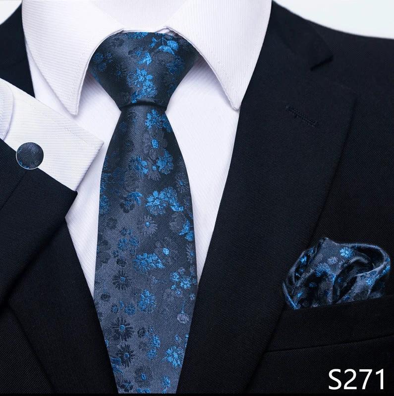 Men's Creative All-match Business Formal Wear Tie Scarf Cufflink Set by GJG Denim