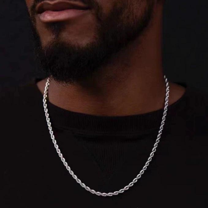Stainless Steel Twist Chain Necklace For Men by GJG Denim