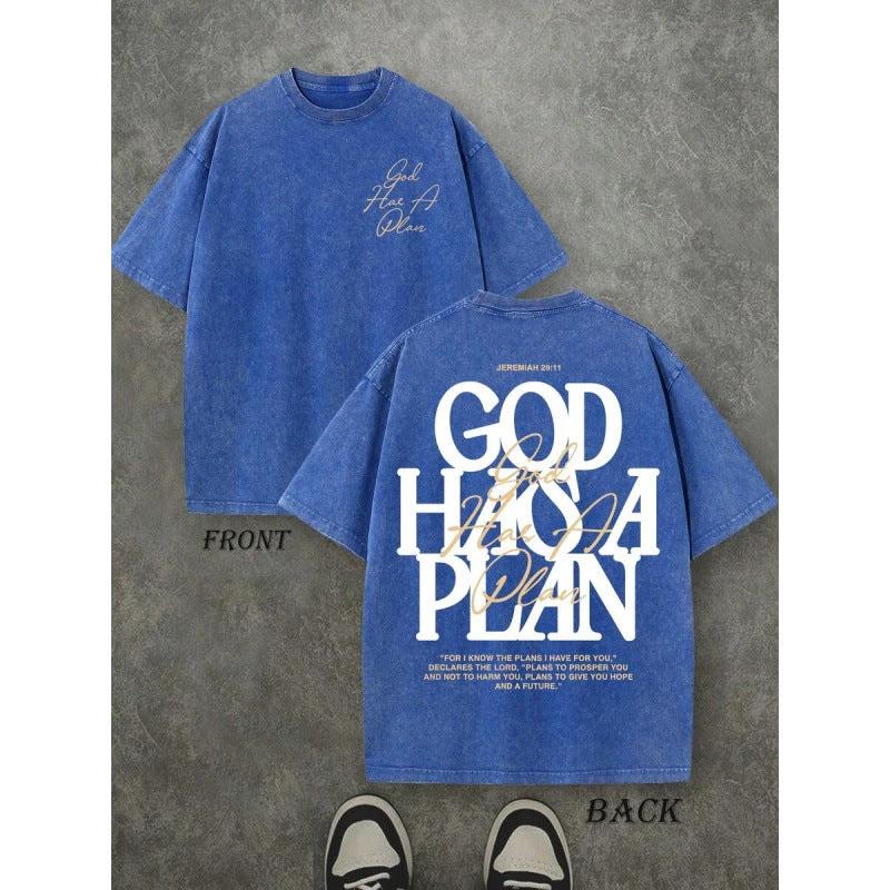 Vintage Washed Double-sided Printed T-shirt For Men by GJG Denim