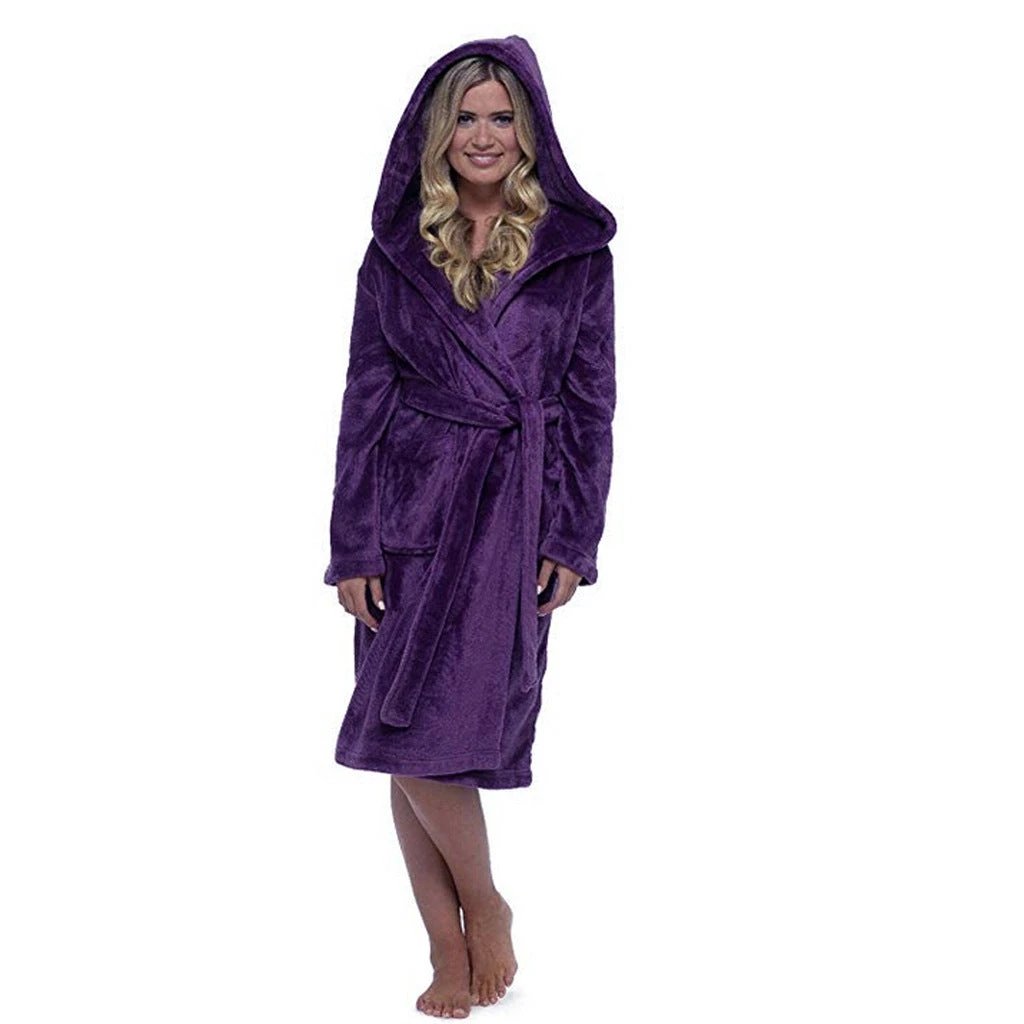Women's Long Bathrobe With Belt by GJG Denim