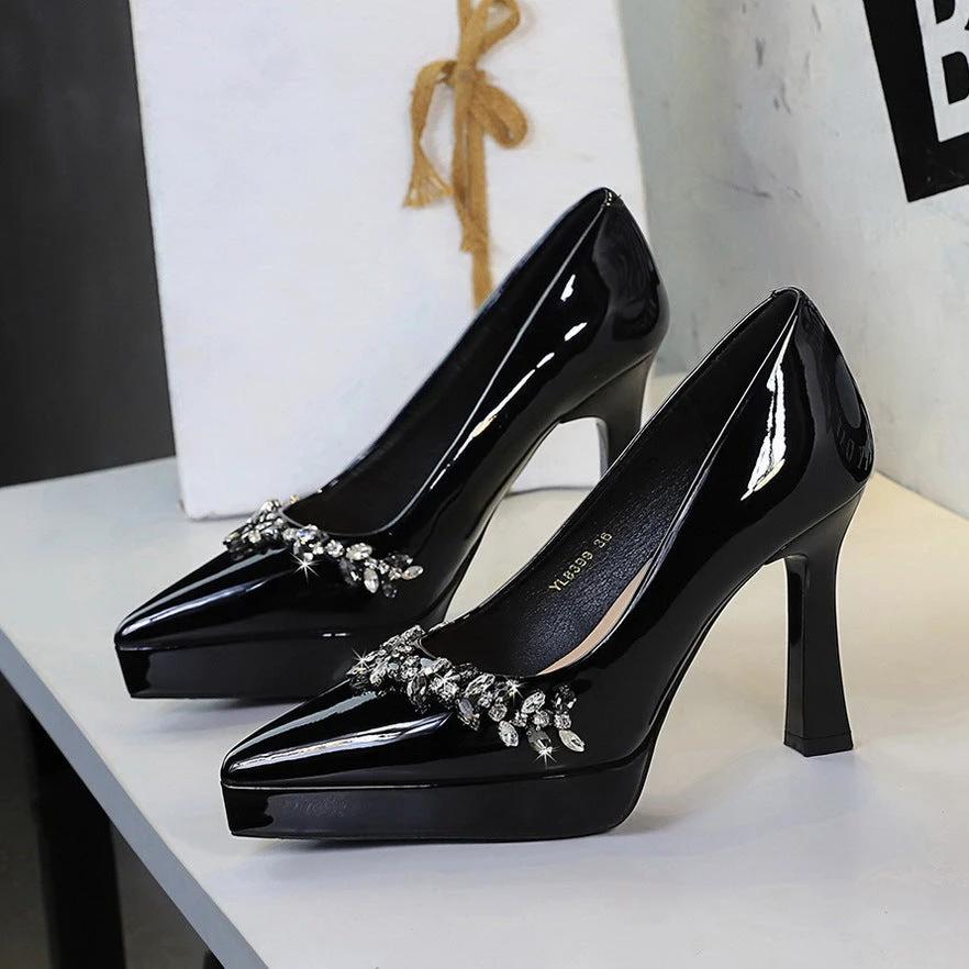 Patent Leather Platform Stiletto Pumps For Women by GJG Denim