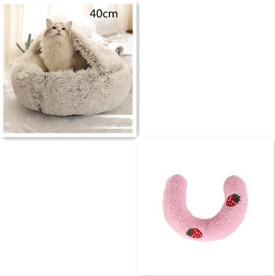 2 In 1 Dog And Cat Bed Pet Winter Bed Round Plush Warm Bed House Soft Long Plush Pets Bed Pet Products by GJG Denim