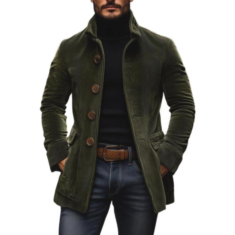 Men's Stand Collar Button-up Coat Casual Jacket by GJG Denim