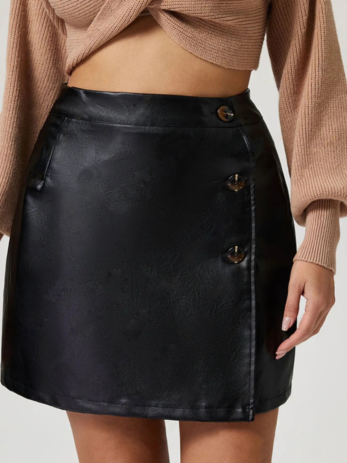 Buttoned High Rise Mini Skirt by Lady Ros