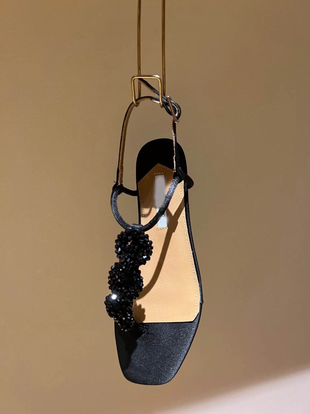 Women's Crystal String Beads Flat Sandals by GJG Denim