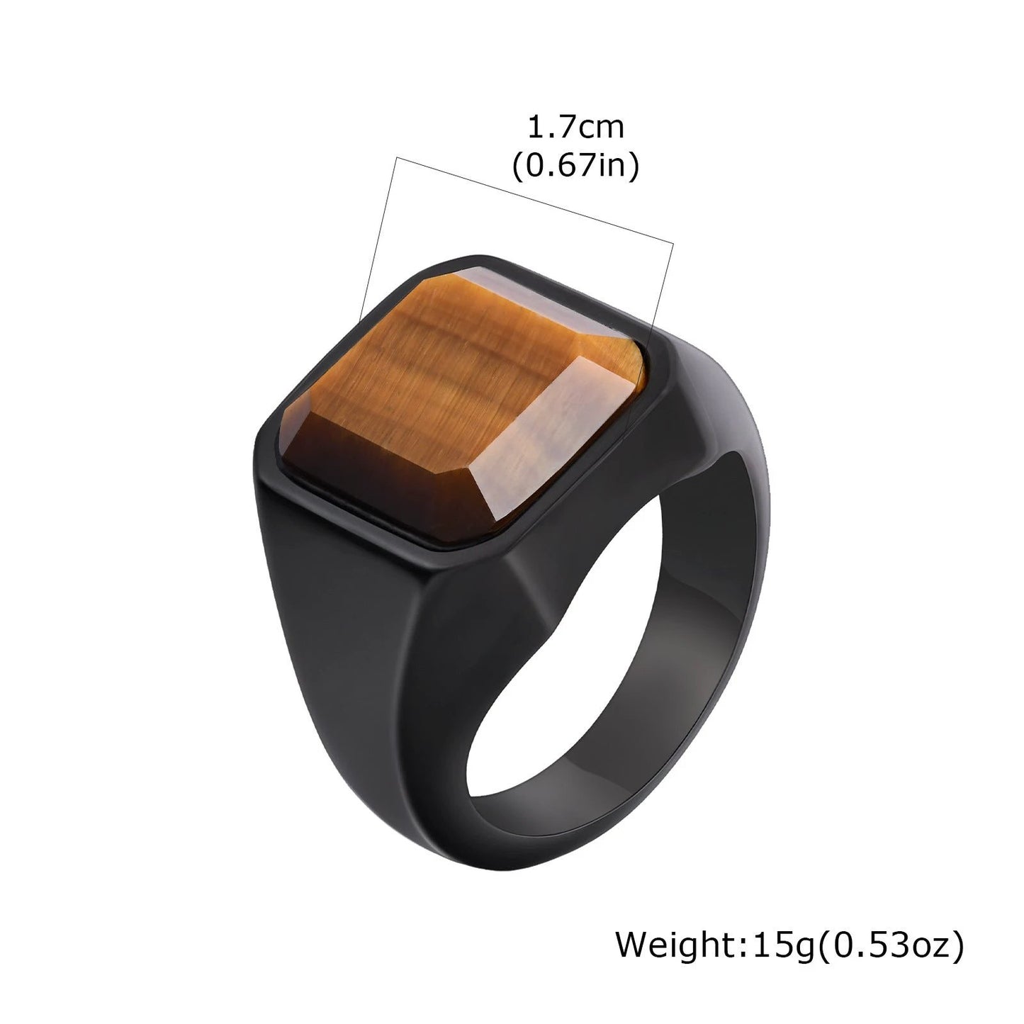 Men's Gemstone Titanium Steel Ring Vintage Style by GJG Denim