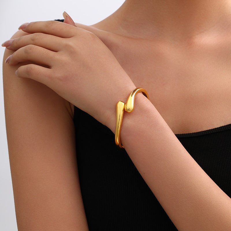 Metal Irregular Lava Bracelet For Women Fashion Special-interest Open-end Polished by GJG Denim