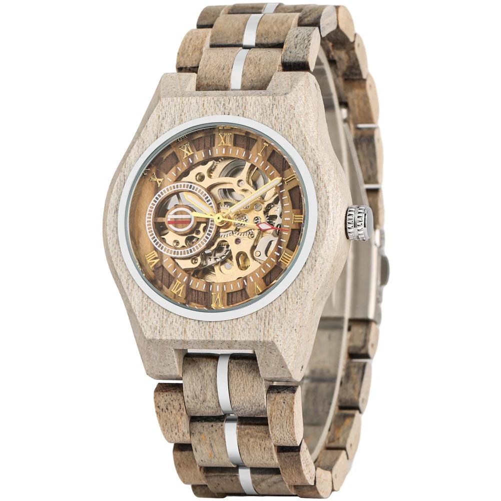 Openwork Roman Dial Automatic Mechanical Men's Watch by GJG Denim