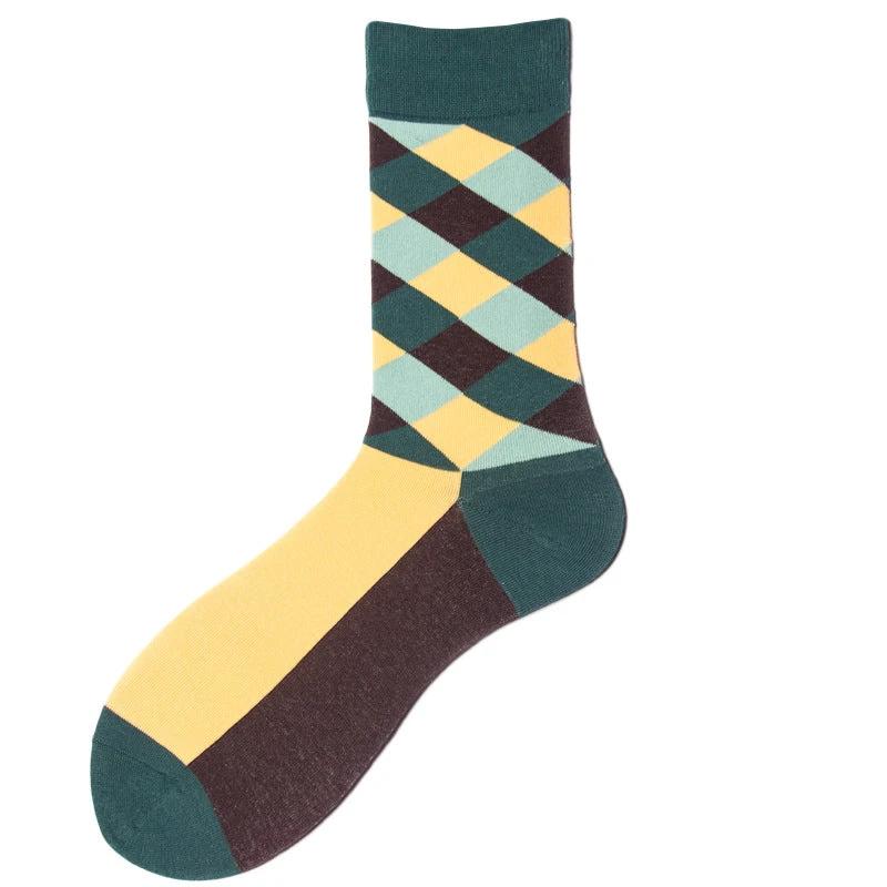 Men's Colorful Diamond-shaped Tube Socks by GJG Denim