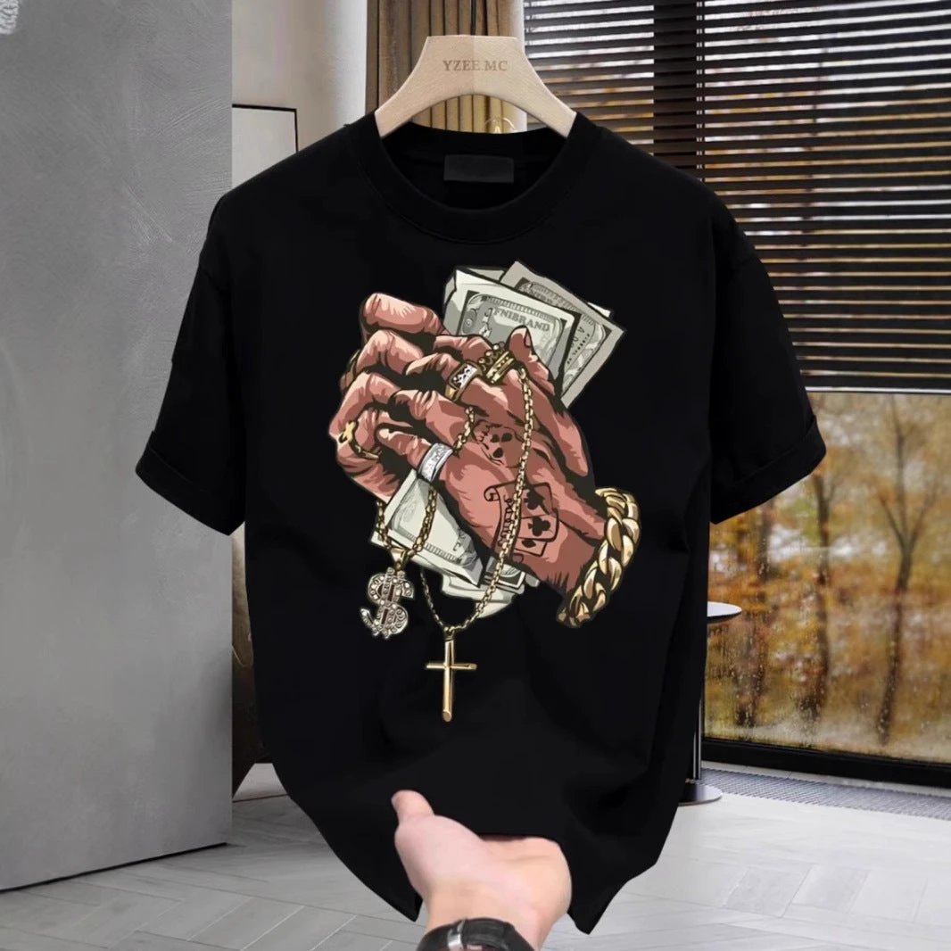 Men's Printed Short-Sleeve Loose T-Shirt by GJG Denim