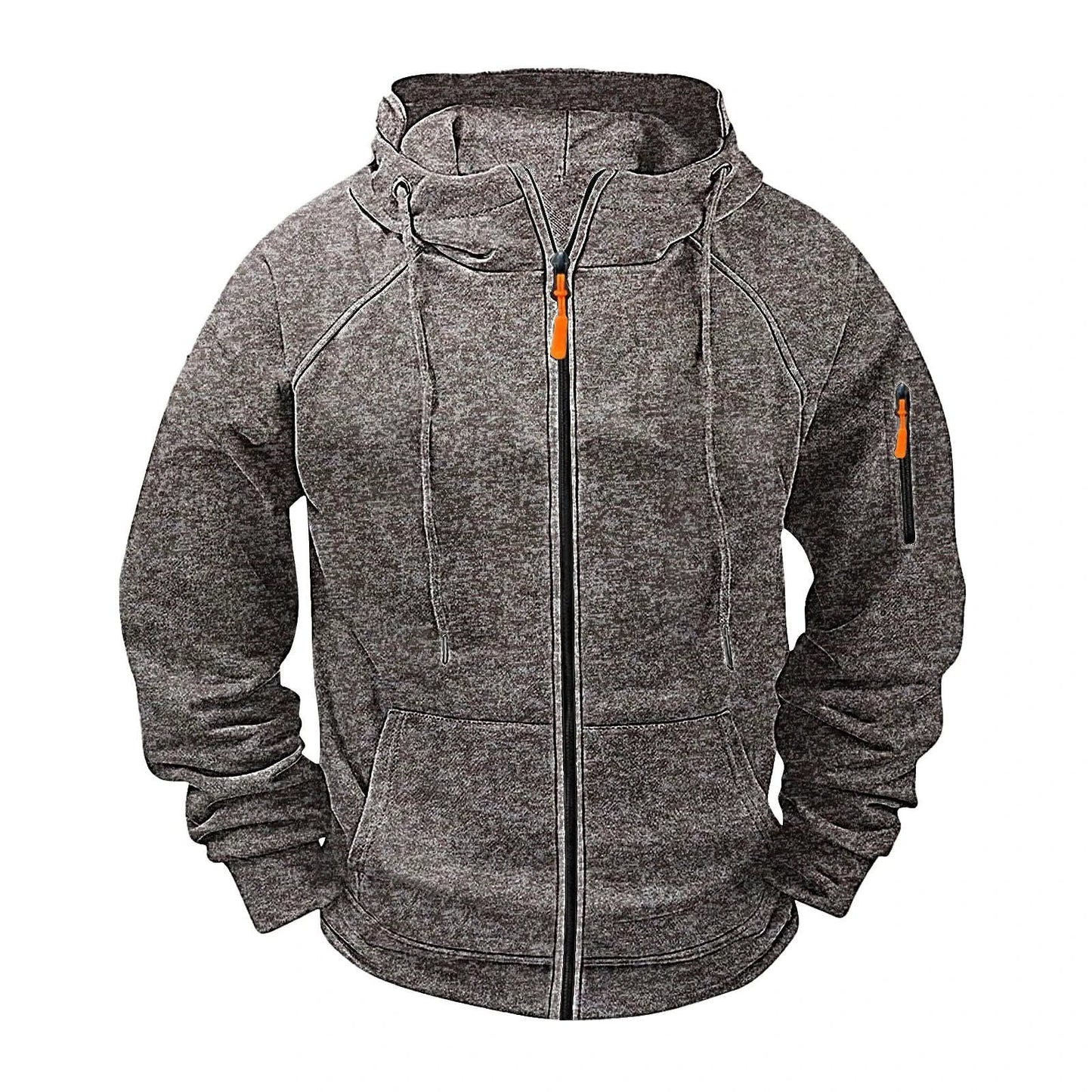 Men's Loose Leisure Hooded Zip-up Sweater by GJG Denim
