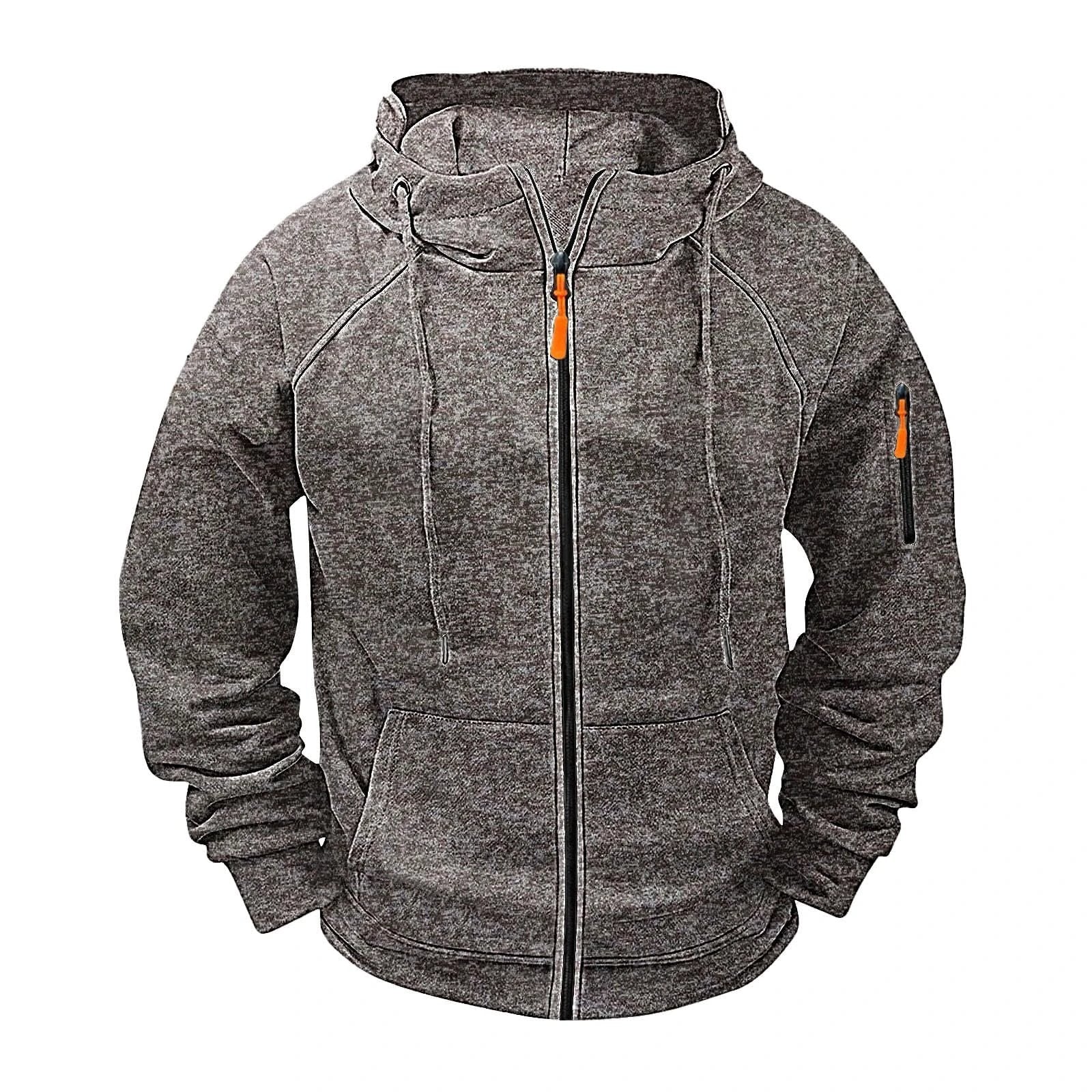 Men's Loose Leisure Hooded Zip-up Sweater by GJG Denim