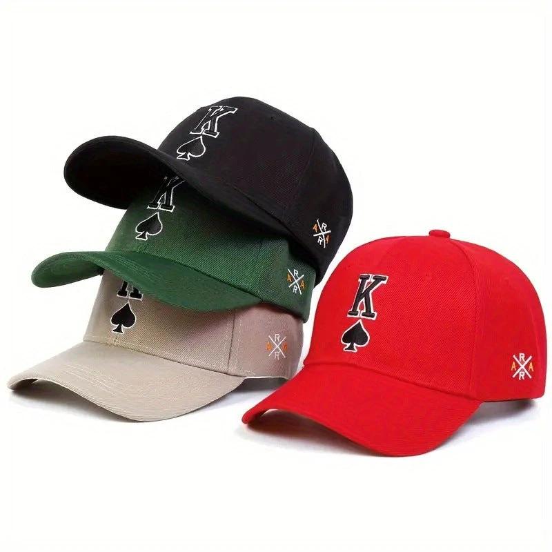 Men's Embroidered Spade K Baseball Cap by GJG Denim