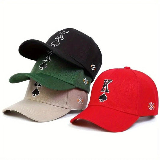 Men's Embroidered Spade K Baseball Cap by GJG Denim