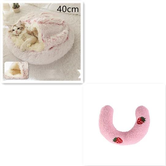 2 In 1 Dog And Cat Bed Pet Winter Bed Round Plush Warm Bed House Soft Long Plush Pets Bed Pet Products by GJG Denim