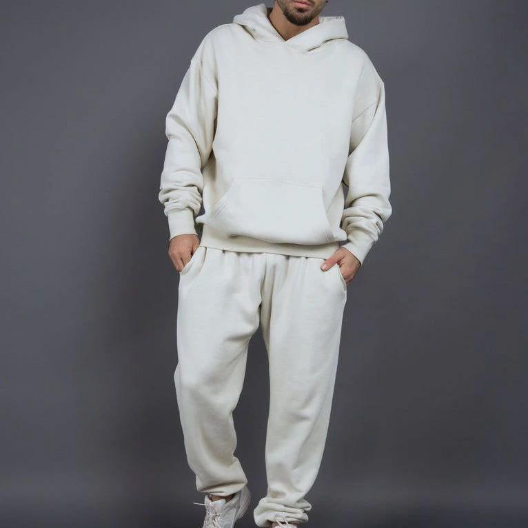 Men's Casual Loose Solid Color Hooded Sweatshirt Pants by GJG Denim