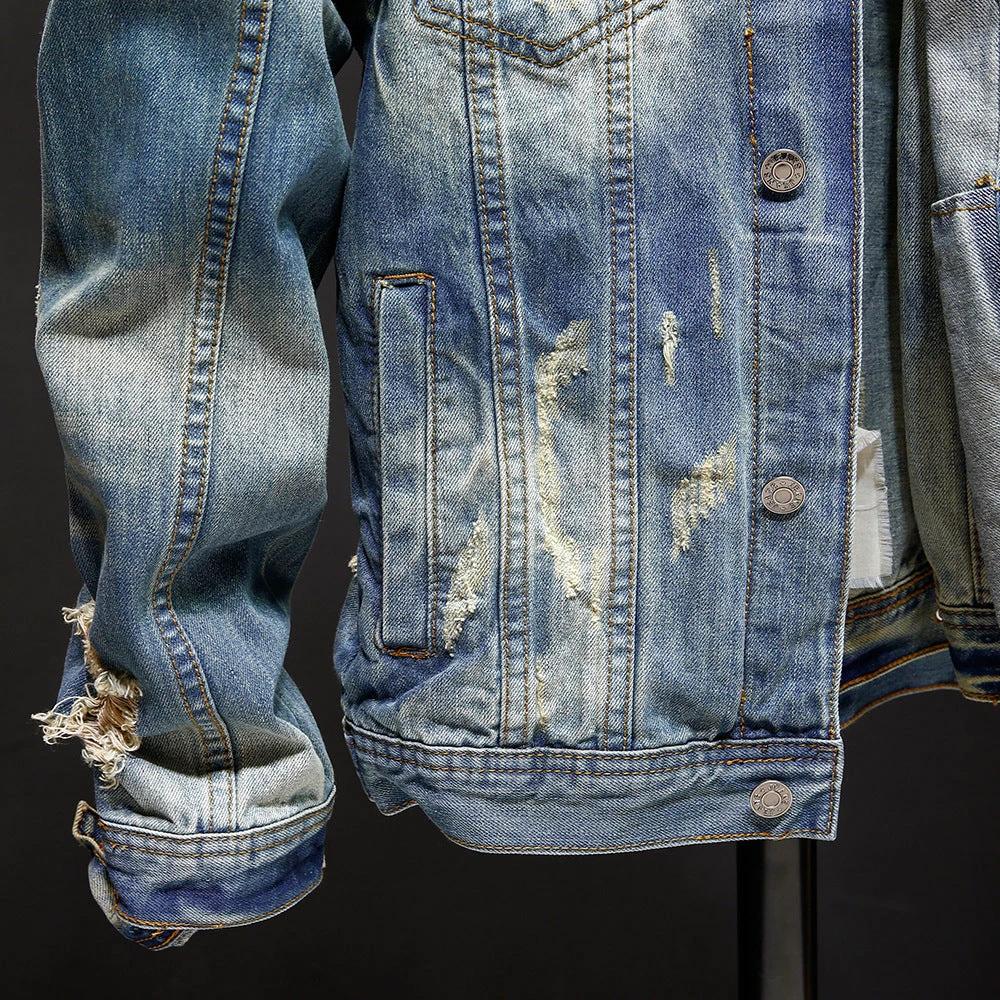 Men's Washed Denim Jacket Outerwear by GJG Denim