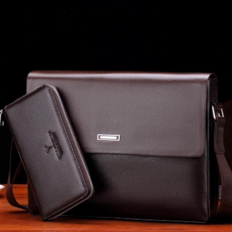 Trendy Men's Business Office And Casual Large-capacity Leather Bag by GJG Denim