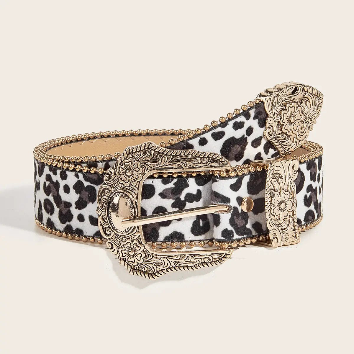 Womens Vintage American-Style Leopard-Print Belt by GJG Denim