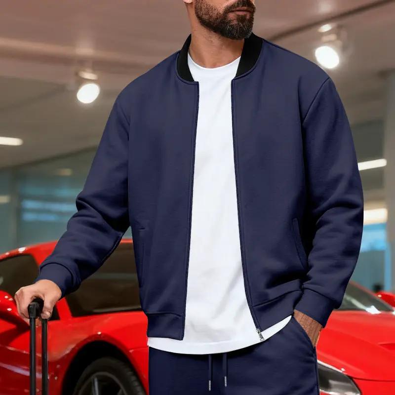 Men's Stand-Up Collar Sporty-Casual Zip-Up Suit by GJG Denim