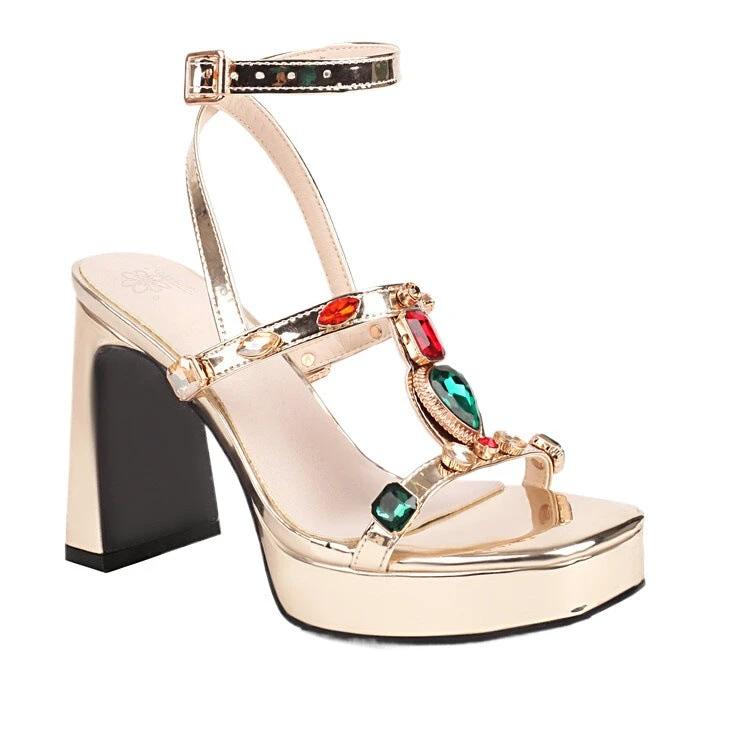 Shimmering Elegant High-heeled Womens Sandals by GJG Denim