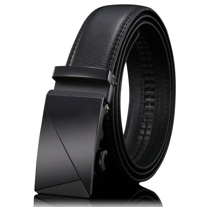 Men's Genuine Leather Belt With Automatic Buckle by GJG Denim