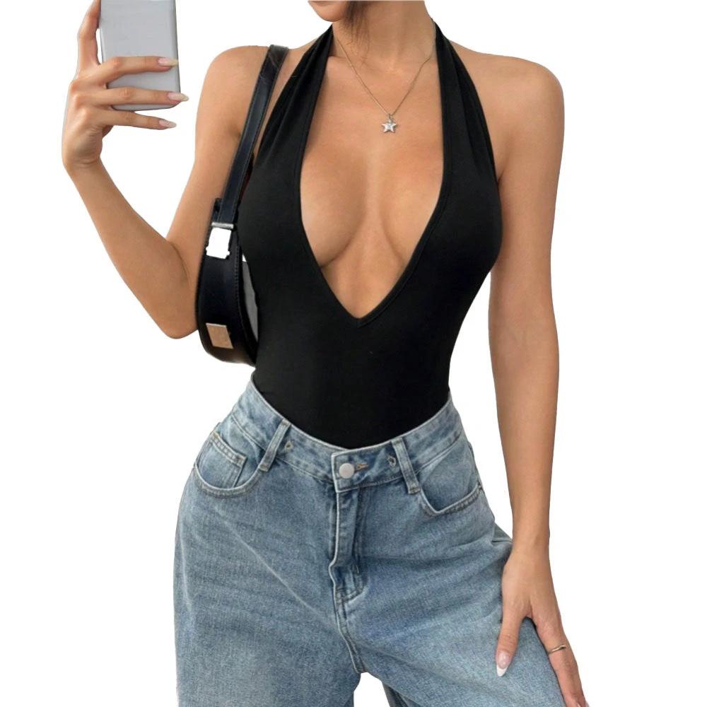 Women's Sexy Halter Jumpsuit Hot Girl Backless by GJG Denim