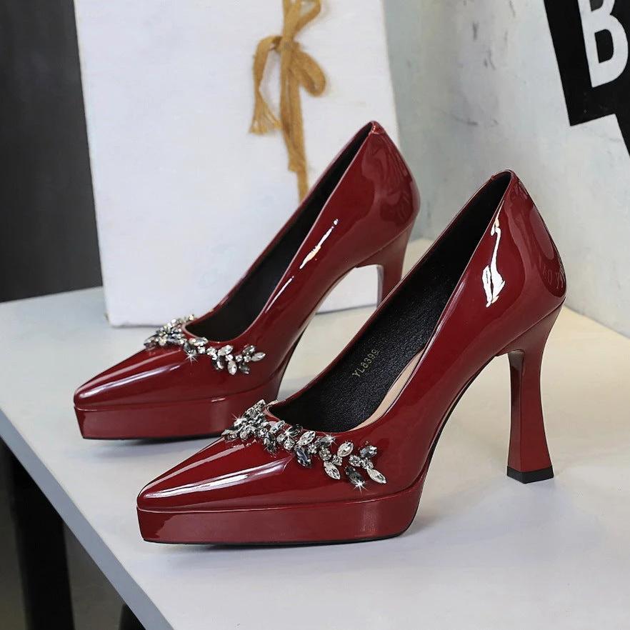 Patent Leather Platform Stiletto Pumps For Women by GJG Denim