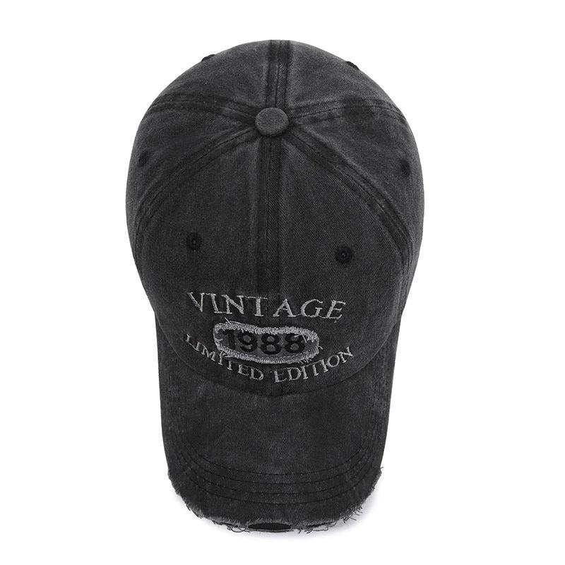 Men's Retro Old Ripped Letter Embroidered Baseball Cap by GJG Denim