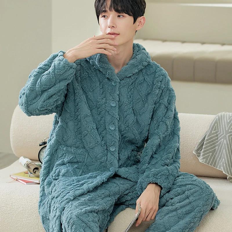 Men's Long Sleeve Cardigan Pajamas by GJG Denim
