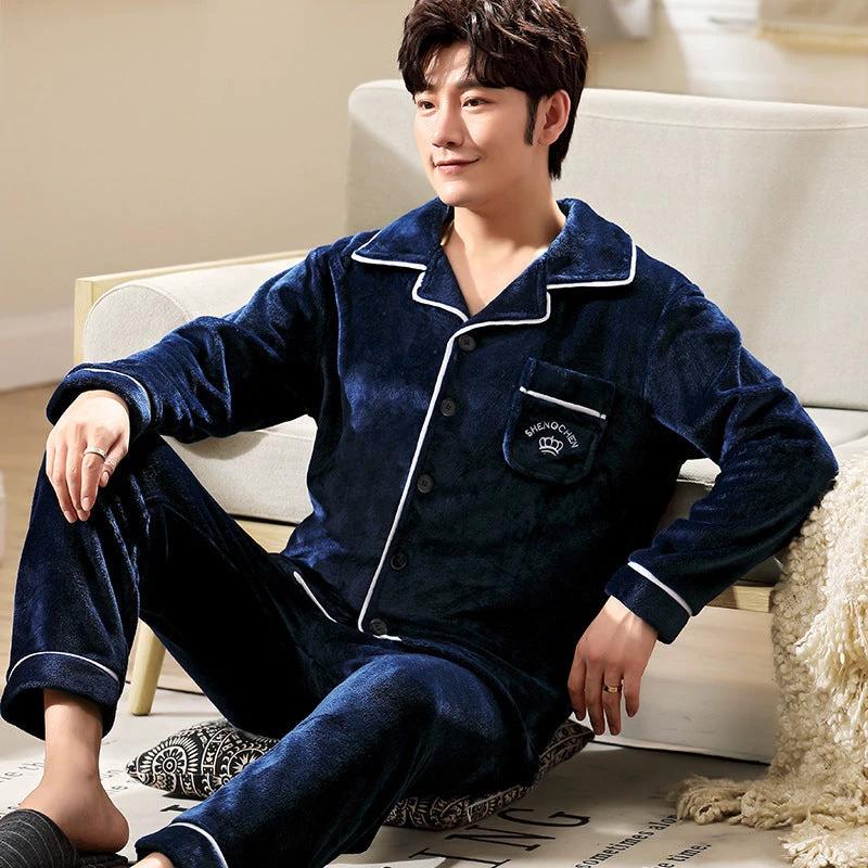 Men's Long Sleeve Cardigan Pajamas by GJG Denim