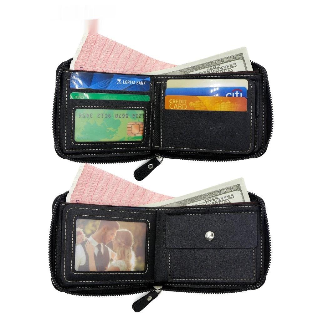 Matte Stitching Men's Short Wallet Multiple Card Slots by GJG Denim