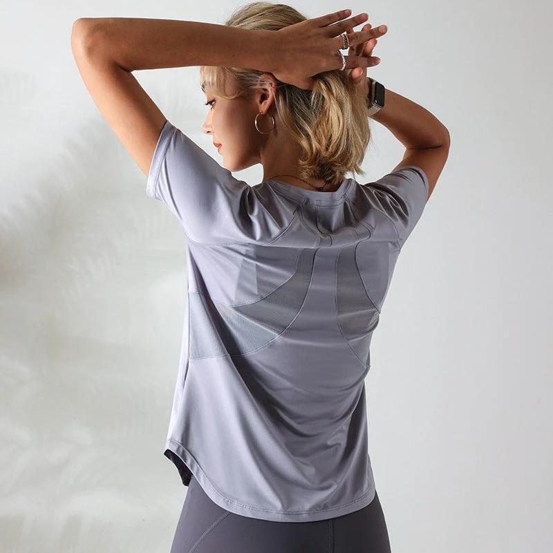 Quick-drying Mesh Stitching Workout Clothes Top For Women by GJG Denim