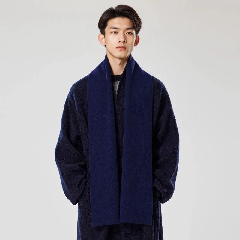 Solid-color Versatile Knitted Wool Scarf For Men by GJG Denim