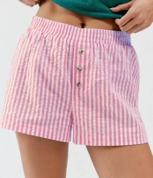 Striped Plaid Leisure Commute Shorts For Women by GJG Denim