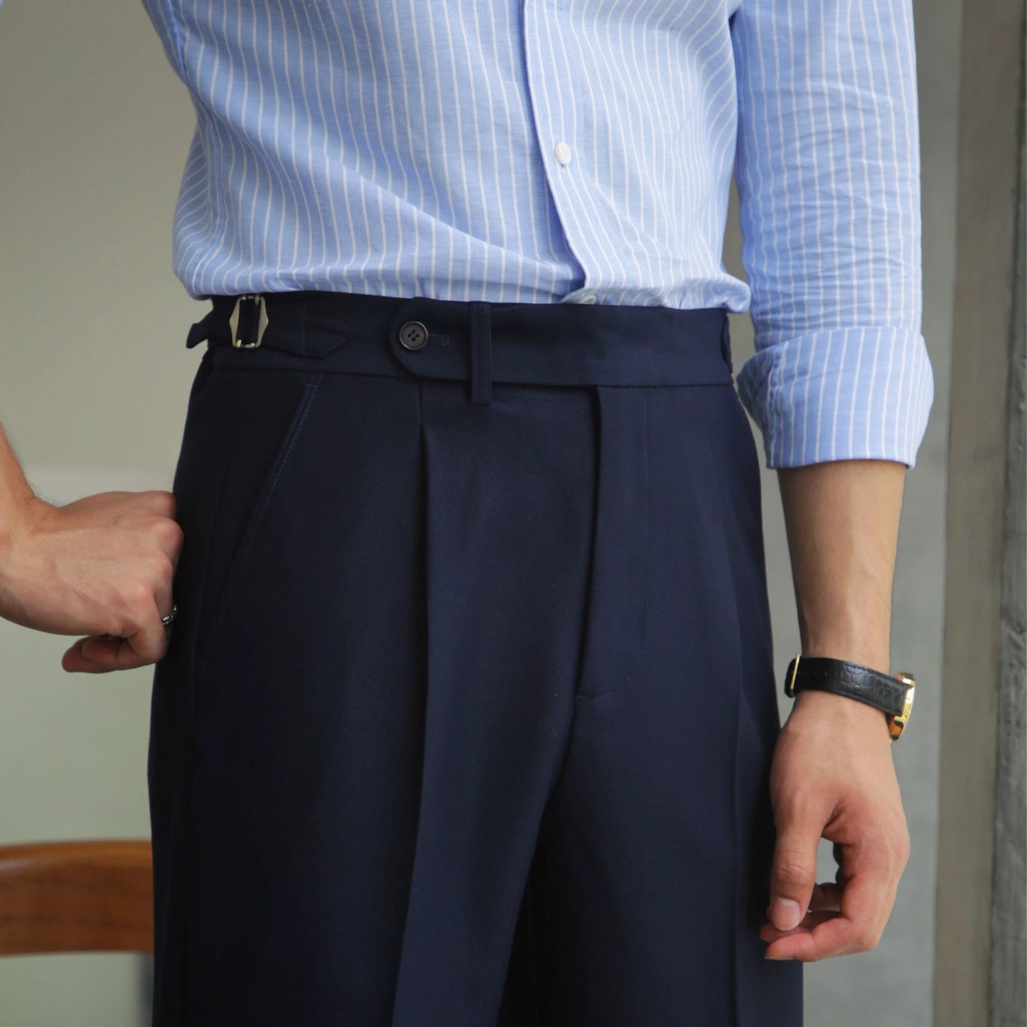 Men's High Waist Business Casual Straight-leg Pants by GJG Denim