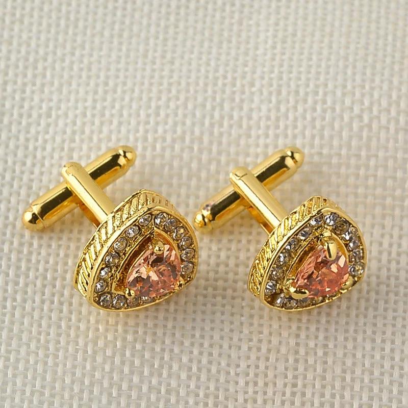 Men's Shirt Cufflinks Triangle Crystal French Diamond by GJG Denim