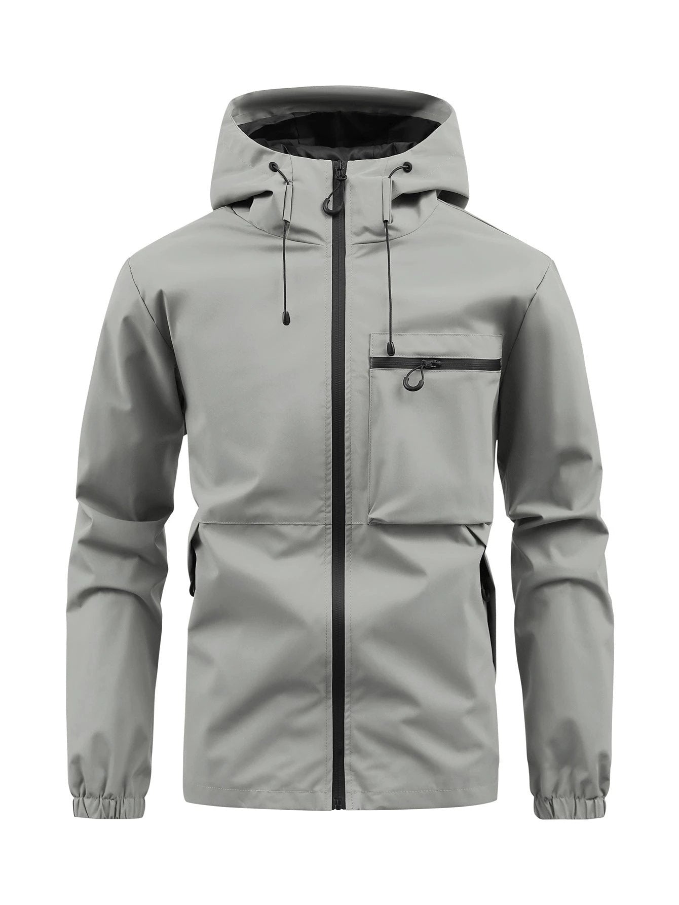 Men's Fashion Casual Hooded Solid Color Multi-pocket Work Pants Outdoor Coat by GJG Denim