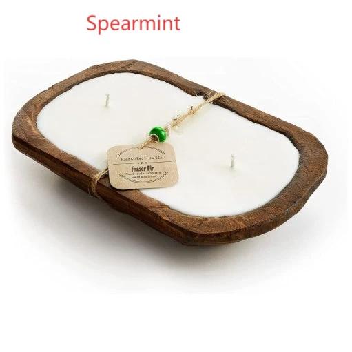 Retro Lavender Wooden Basin Candles Three Wick Aromatherapy Candle by GJG Denim