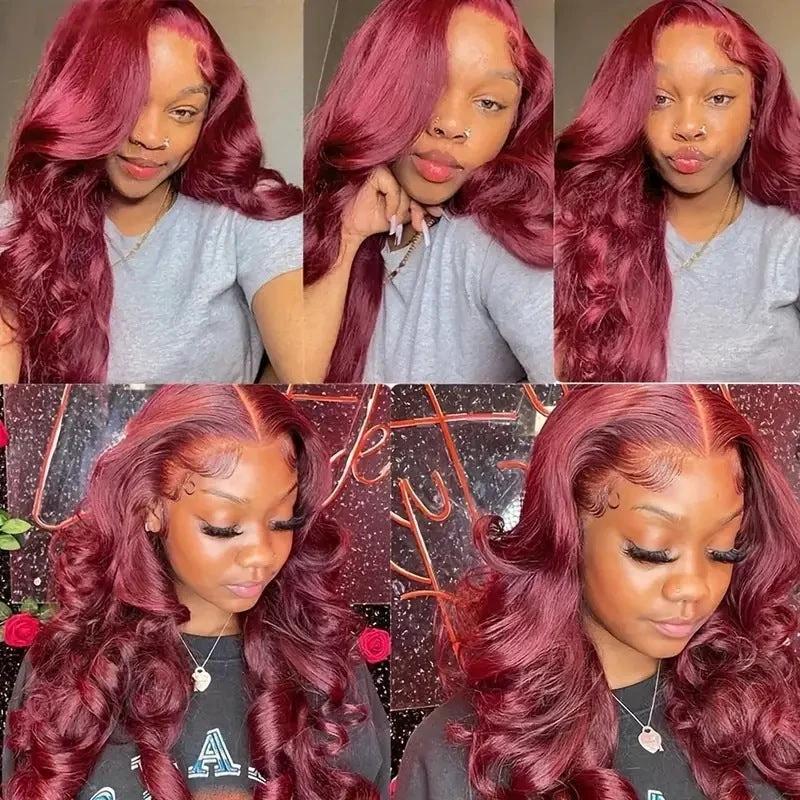 Wine Red Wig Hot Sale Front Lace by GJG Denim