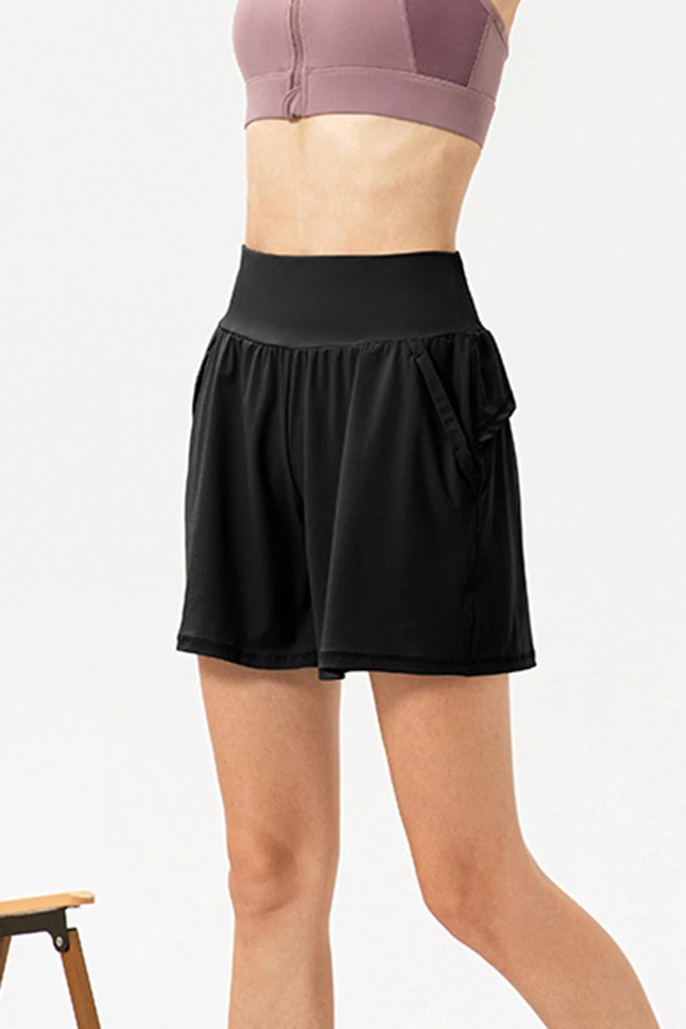 Pocketed Elastic Waist Active Shorts by Lady Ros