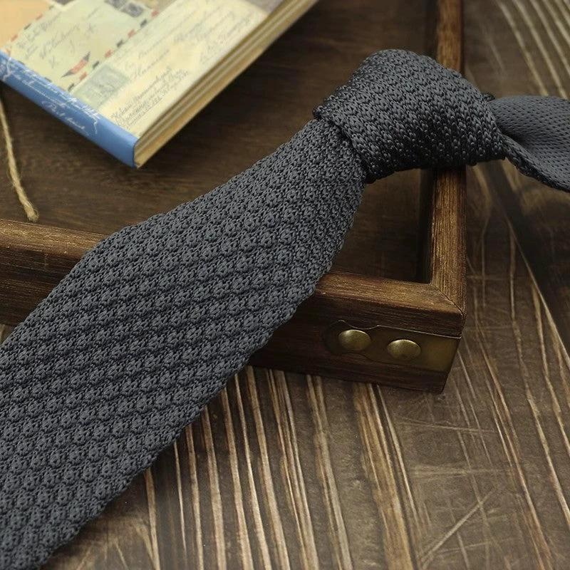 Narrow Woolen Knitted Tie For Men by GJG Denim