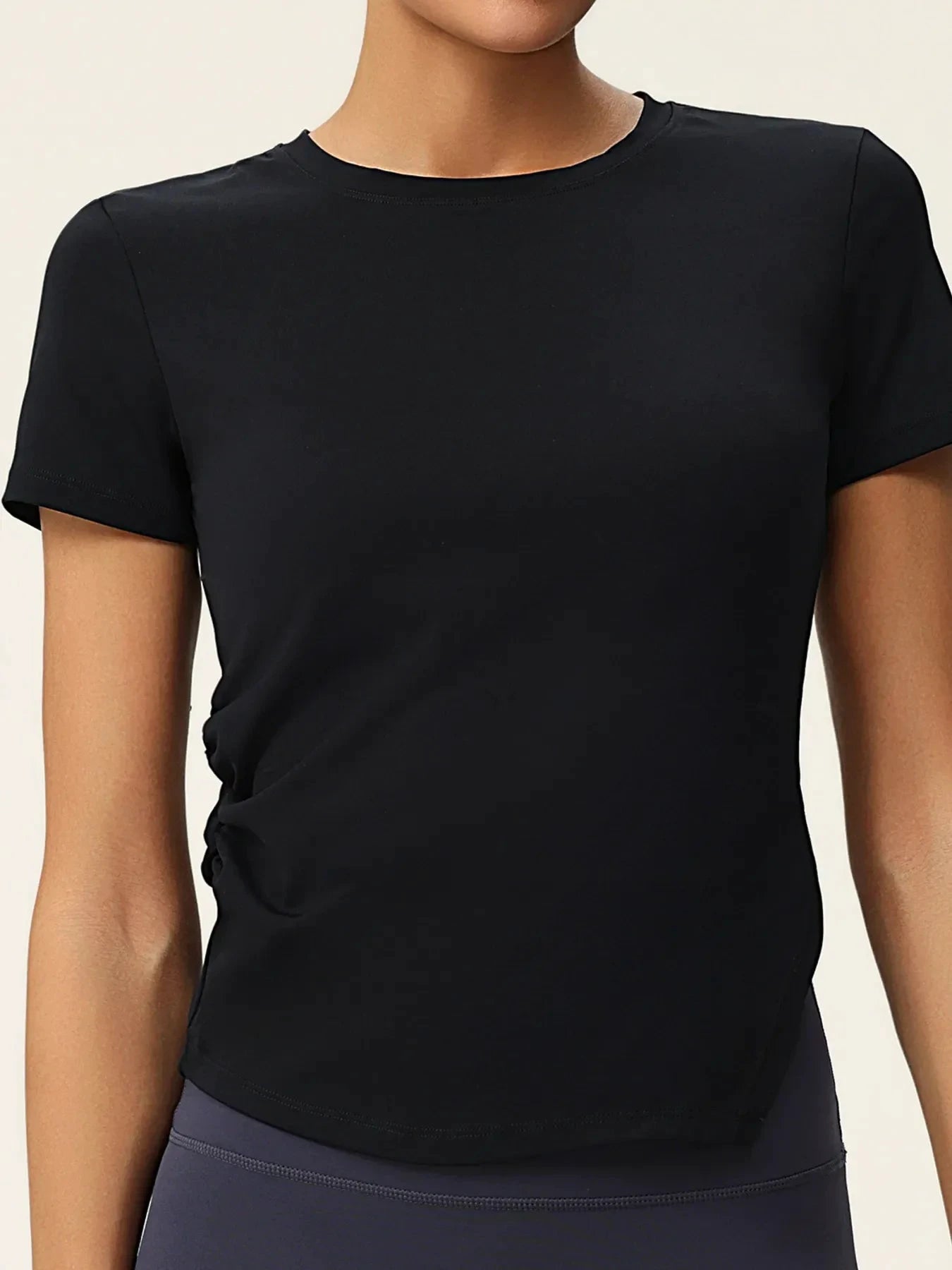 Full Size Slit Round Neck Short Sleeve Active T-Shirt Plus Size by Lady Ros