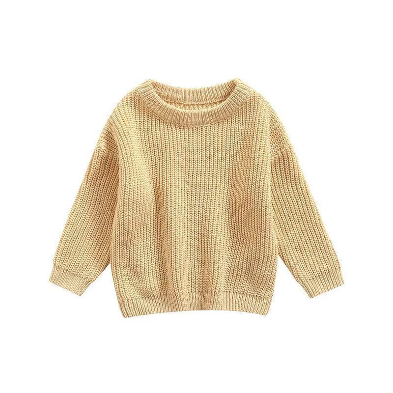 Girls' Solid Color Crew Neck Casual Sweater by GJG Denim
